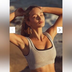Free People Movement Good Karma Square Neck Sports Bra - Iced Grey - Small